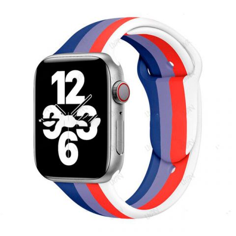 Радужный силиконовый ремешок для Apple Watch 38/40/41mm Rainbow-Blue