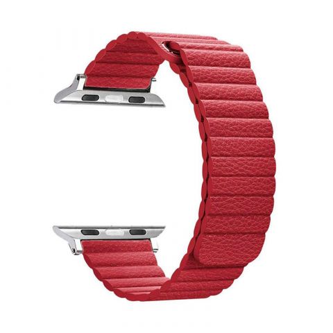 Ремешок для Apple Watch 42/44/45mm Magnetic Leather Loop-Red