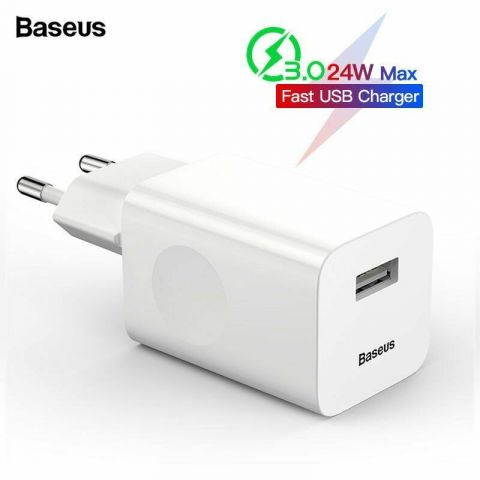 Зарядний пристрій Baseus Quick Charge QC 3.0 24W White