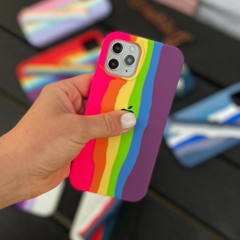 Силиконовый чехол для iPhone Xs Max RAINBOW-Barbie Pink