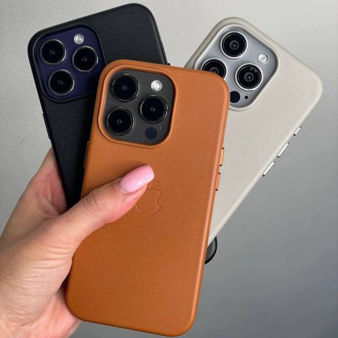 Кожаный чехол для iPhone 16 Pro Leather Case MagSafe (Animation)