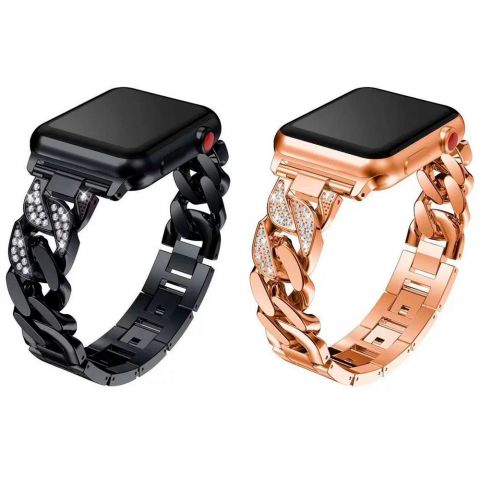 Металлический алмазный ремешок для Apple Watch 42/44/45/49mm со стразами