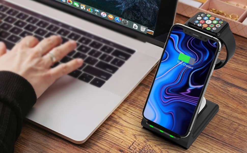 Беспроводная зарядка 3 в 1 Muleug 15W для iPhone/Apple Watch/AirPods 15W фото