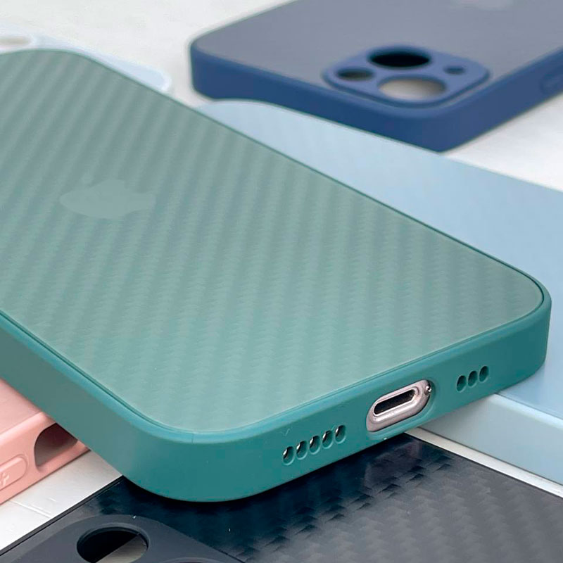 Скляний матовий чохол для iPhone 13 Pro Max Glass Case Carbon Style фото 2