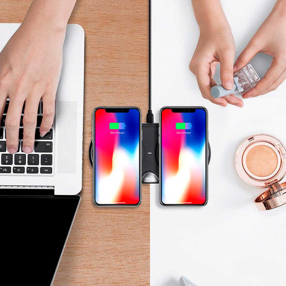 Беспроводная зарядка Baseus Dual Wireless Charger 10W Black фото 2