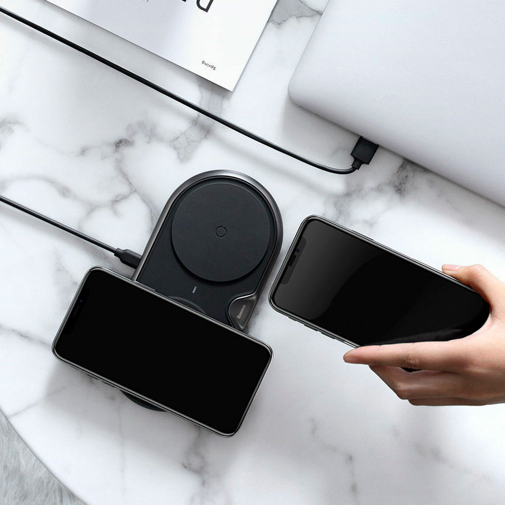 Беспроводная зарядка Baseus Dual Wireless Charger 10W Black фото 3