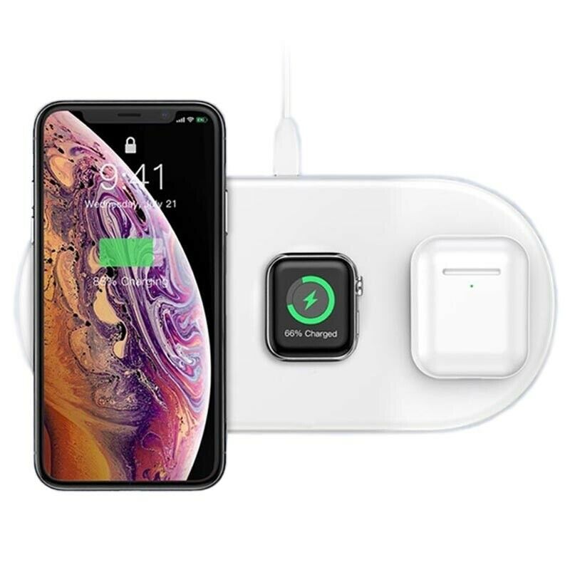 Беспроводная зарядка Baseus Smart 3in1 iPhone+iWatch+AirPods 18W White фото 1