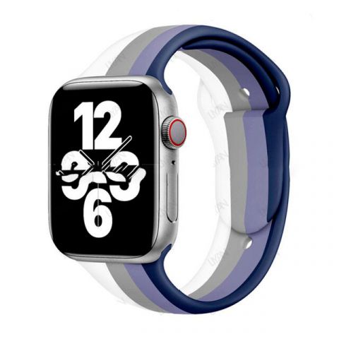 Радужный силиконовый ремешок для Apple Watch 42/44/45mm Rainbow-Blue
