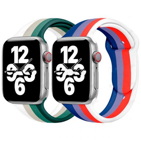 Радужный силиконовый ремешок для Apple Watch 42/44/45mm Rainbow