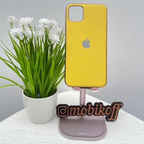 Чехол для iPhone 11 Pro Glass Silicone Logo Matte-Yellow