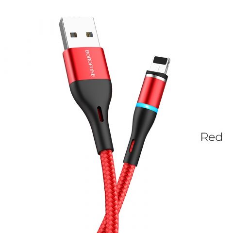Магнитный кабель Lightning Borofone BU16 для iPhone 2.4A 1.2m-Red