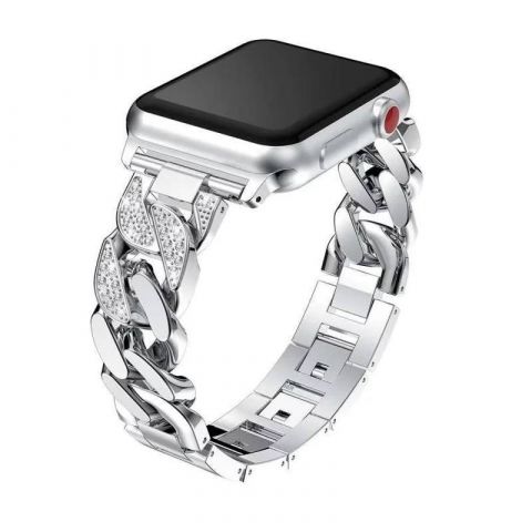 Металлический алмазный ремешок для Apple Watch 38/40/41mm со стразами-Silver